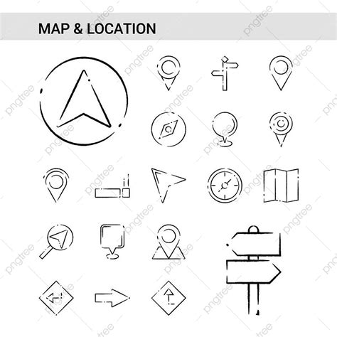 Hand Drawn Style Vector Design Images Map And Location Hand Drawn Icon