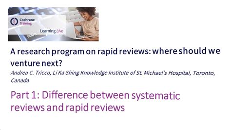 Part 1 Difference Between Systematic Reviews And Rapid Reviews Youtube
