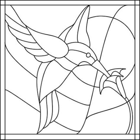 Stained glass window colouring page. Stained Glass Pattern:Hummingbird ~ painting on glass