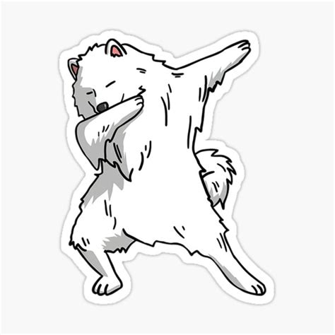 Funny Dabbing Samoyed Dog Dab Dance Sticker By Rumtv Redbubble