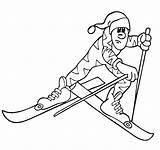 Coloring Cross Country Skiing Winter Skier Olympics Olympic Race sketch template