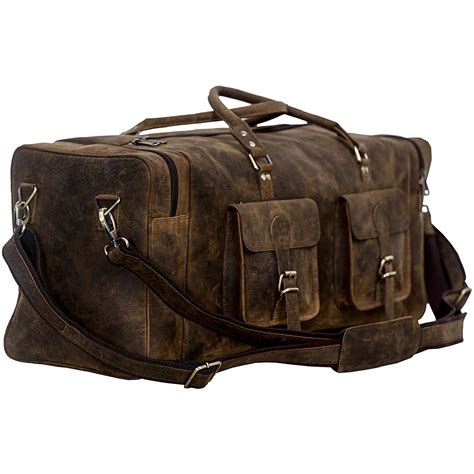 Large Buffalo Hunter Leather Travel Duffel Bag Leather Bags Galley