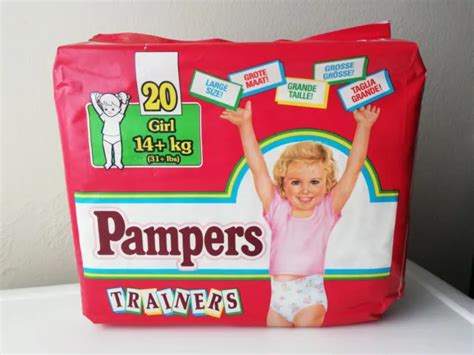 Vintage Pampers Trainers For Girls Full Pack 20 Diapers Sz Large 14 Kg