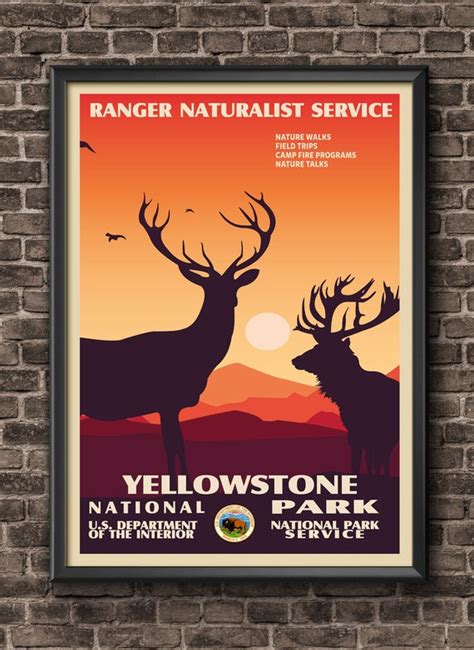 yellowstone national park poster wpa poster national park etsy