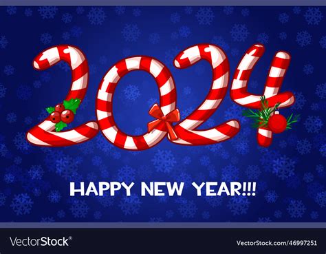 Greeting Card Or Poster Happy New Year 2024 With Vector Image
