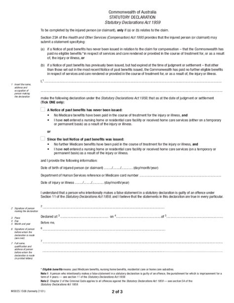 Affidavit statutory declaration template by business in a box. Statutory Declaration - Section 23A Statement Form Free ...