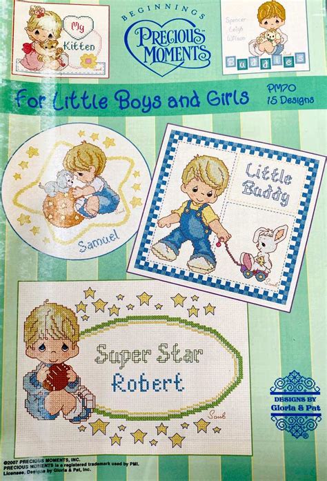 Baby cross stitch pattern, little boy counted cross stitch chart, instant download pdf, cowbell cross stitch, baby boy cross stitch. PM 70 Precious Moments For Little Boys and Girls Cross ...
