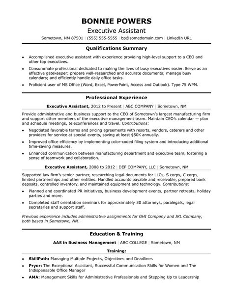The executive assistant serves as the primary point of contact for internal and external constituencies on all matters pertaining to the office of the president. Executive Administrative Assistant Resume Sample | Monster.com