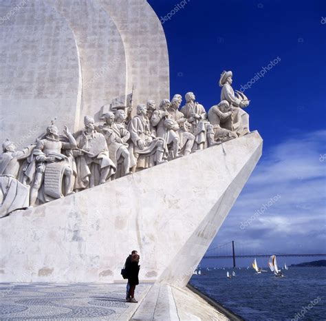 Sea Discoveries Monument In Lisbon Portugal Navigators Statues In A