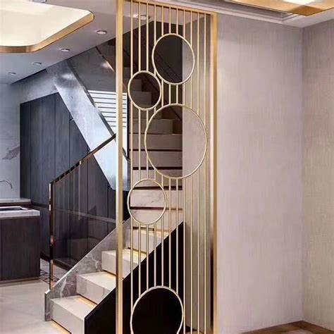 Fashion Apartment Metal Partition Wall Design Stainless Steel Screen In Gold Finish