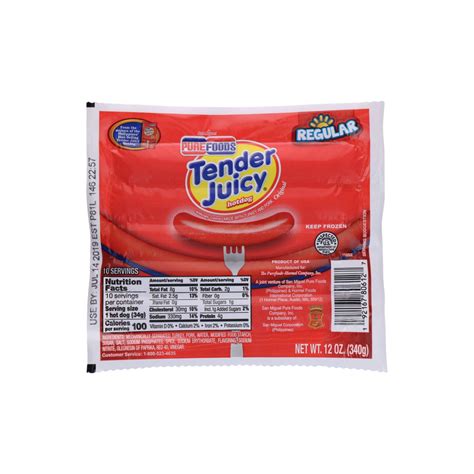 Purefoods Tender Juicy Hotdog Classic 12340g 12oz Wow Food