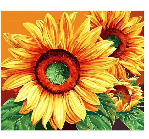 Sunflower Paint By Number Kit Home Decoration Color By Etsy