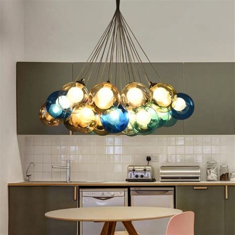 Cluster Glass Pendant Lights With Multi Color Globes Glass Pendant Light Cluster Pendant