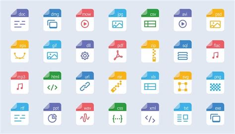 Premium Vector File Type Icon Set Popular Files Format And Document