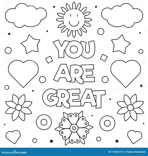 You Are Great Coloring Page Vector Illustration Stock Vector