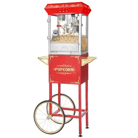 Superior Popcorn 8 Ounce Classic Carnival Popcorn Popper Machine And Cart