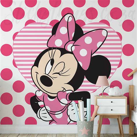 Minnie Mouse Wallpaper Mural Disney Polka Dot Minnie Wall Mural