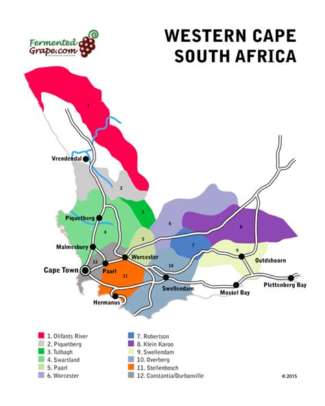 South African Western Cape Wine Map — Fermented Grape The World Of Wine