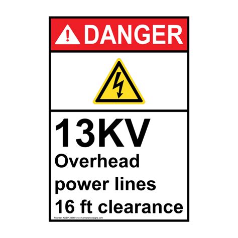 Vertical 13kv Overhead Power Sign Ansi Danger Electrical Voltage