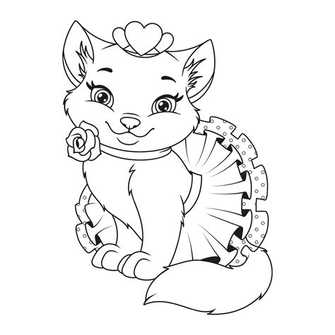 Beautiful Princess Cat Coloring Page Illustration Download On Freepik