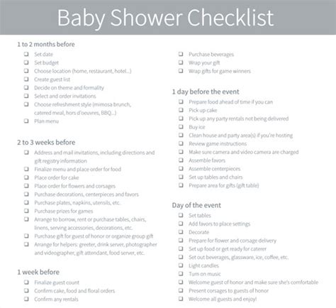 Ultimate Baby Shower Checklist 7 Printable Templates