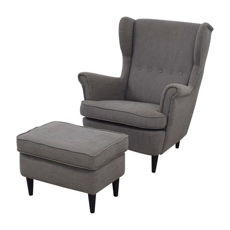 62% OFF - IKEA IKEA Grey Wing Chair and Ottoman / Chairs