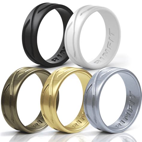 Rinfit Rinfit Silicone Wedding Rings For Women Metallic Colors 5 Rings Pack Designed
