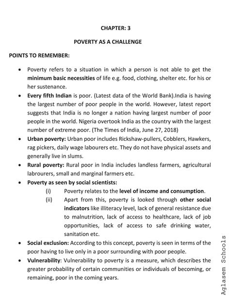 Class 9 Social Science Economics Poverty As A Challenge Notes
