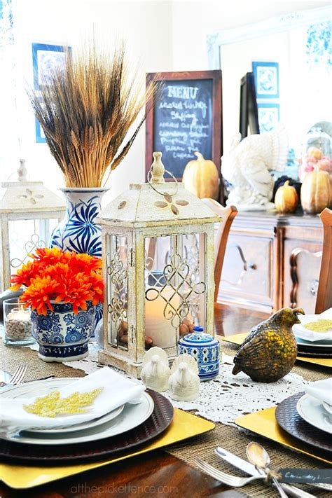 Setting A Blue And White Thanksgiving Table At The