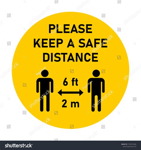Please Keep Safe Distance 6 Feet เวกเตอร์สต็อก ปลอดค่าลิขสิทธิ์