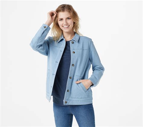 Denim And Co Comfy Knit Denim Jacket With Patch Pockets