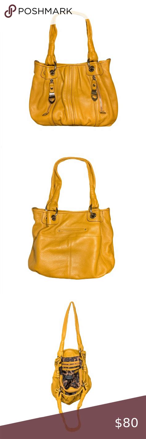 Gold Leather B Makowsky Double Shoulder Bag In Bags Gold