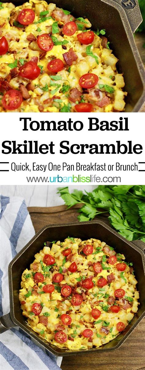 Tomato Basil Skillet Breakfast Scramble Recipe With