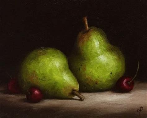 Daily Paintworks Pears And Cherries Original Fine Art For Sale