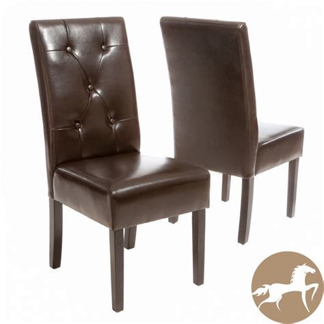 Taylor Brown Bonded Leather Dining Chair Set Of 2 In Chocolate Brown