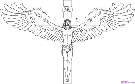 How to draw jesus christ step by step? sketch drawing of cross | how to draw jesus on the cross ...