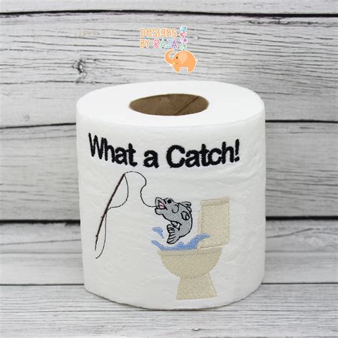 What A Catch Embroidered Toilet Paper T For Him Dad Gag Etsy