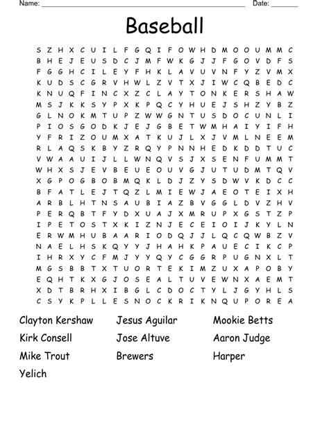 Mlb Players Word Search Wordmint