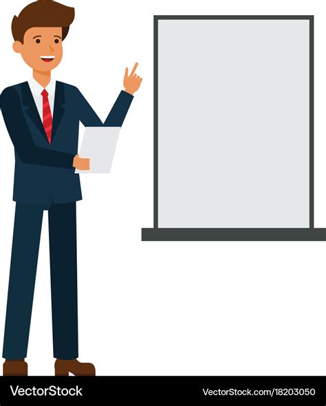 Businessman Is Making Presentation Cartoon Flat Vector Image