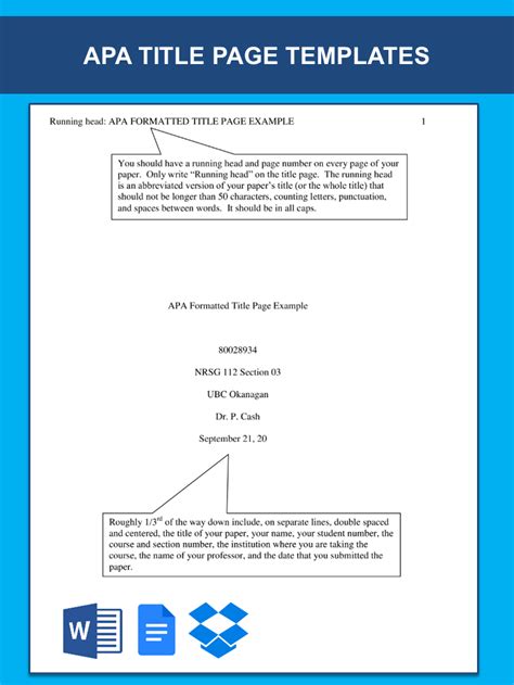 Apa Title Page Templates At