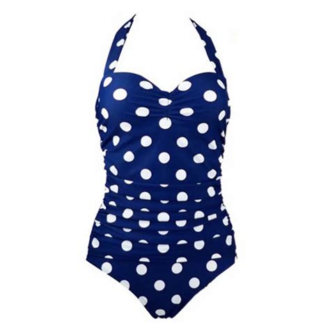 Xl Plus Size Sexy Polka Dot Print One Piece Swimsuit Women Retro