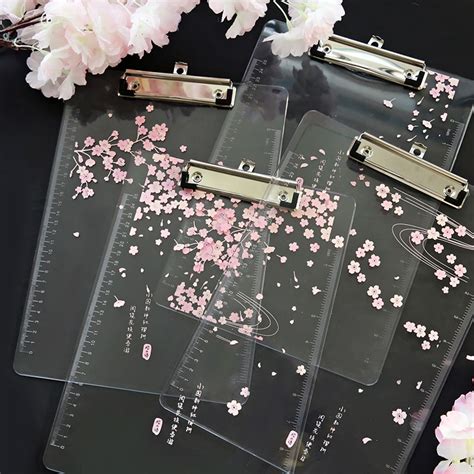 Aesthetic Cherry Blossom File Folder Clipboard Wind Petal Transparent