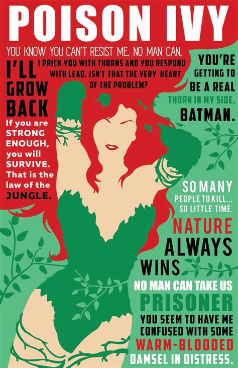 Inspiring and distinctive quotes about poison. Poison Ivy Quotable Poster | Poison ivy, Poison ivy batman, Poison ivy quotes