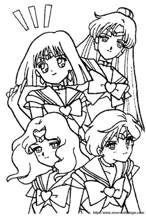 Colorare Sailor Moon Disegno Quattro Eroine Sailor Moon