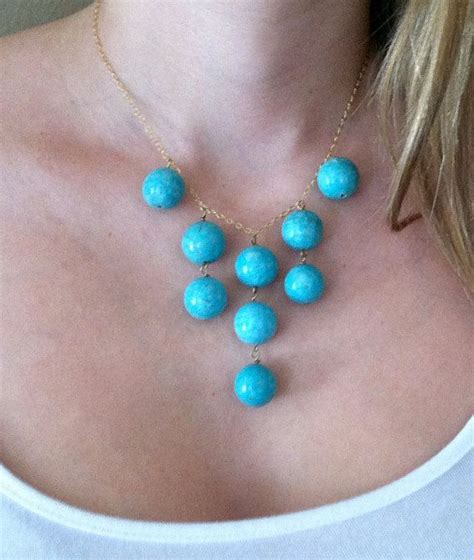 Turquoise Beaded Bib Statement Necklace By Trinako On Etsy