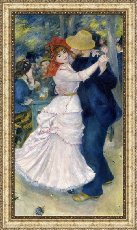 Pierre Auguste Renoir Dance At Bougival Framed Canvas Print 27x46