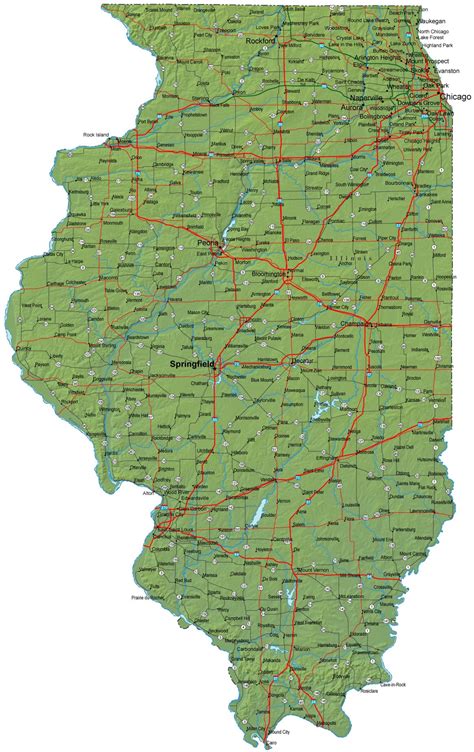 Detailed Illinois Map Il Terrain Map