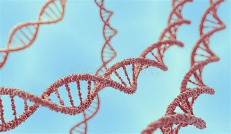Dna Double Helix Molecules On Blue Background 3d Rendered Illustration