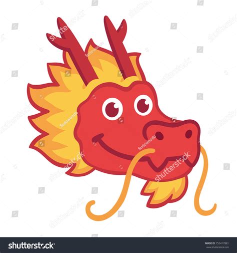 Red Chinese Dragon Head Icon Cute Stock Vector Royalty Free 755417881