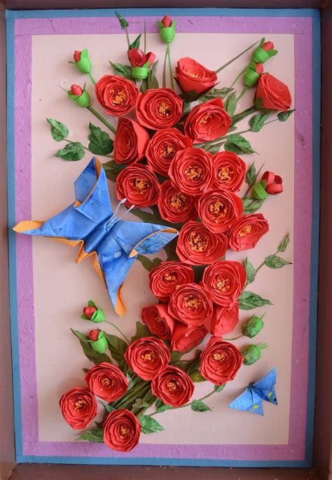 paper quilling rose wall art ~ crafts and arts ideas